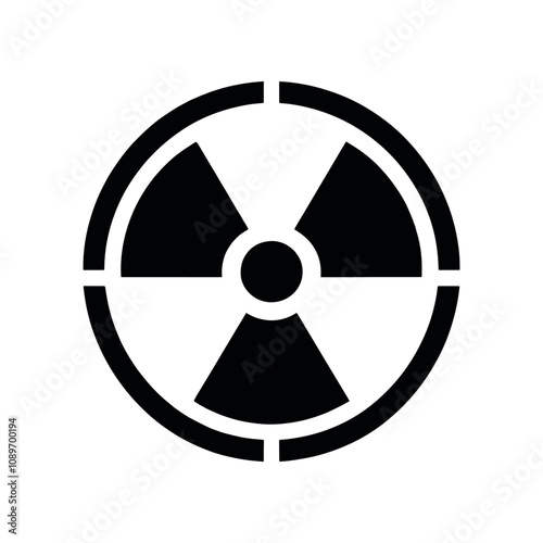 Radioactive symbol icon. Nuclear radiation warning sign. Atomic energy logo. Vector illustration image. Isolated on white background.