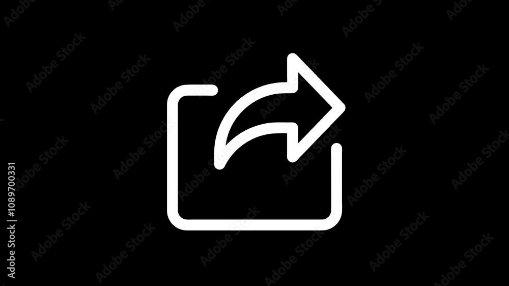 Share symbol icon glowing animation black background Share symbol icon glowing animation black background