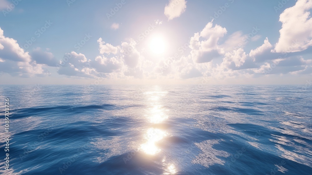 Fototapeta premium Serene Ocean Sunset Cloudscape Peaceful Horizon