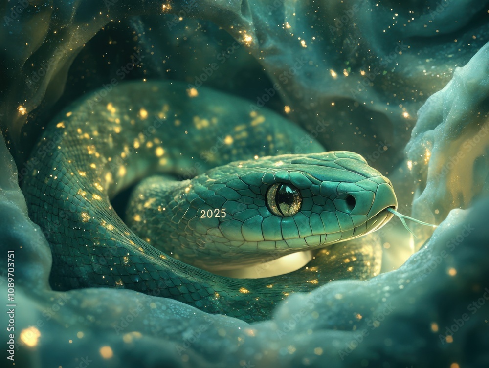 Fototapeta premium Snake that is sitting in a cave, 2025 year