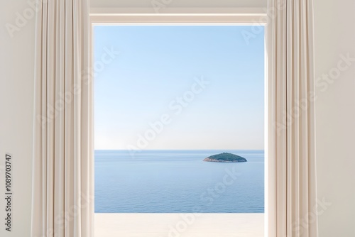 Sea view from an apartment, with expansive ocean vistas visible through large windows, offering a tranquil and picturesque setting for relaxation and enjoyment