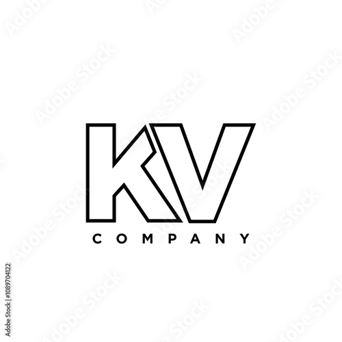 Letter K and V, KV logo design template. Minimal monogram initial based logotype.