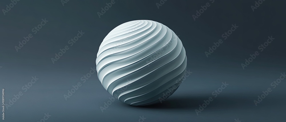 Fototapeta premium Abstract white sphere with swirling, textured surface against a dark background.