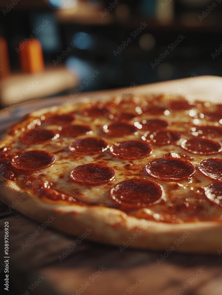 Pepperoni Pizza on Cutting Board Pepperoni Pizza on Cutting Board