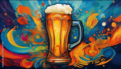 A beer with foam drink abstract colorful 
