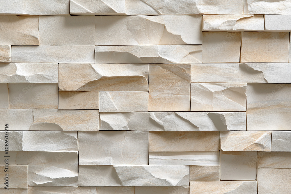 Textured Beige Stone Wall with Irregular Blocks for Renovation and Design. Textured Beige Stone Wall with Irregular Blocks for Renovation and Design.