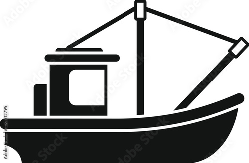 Black silhouette of a fishing boat, representing commercial fishing and marine industries