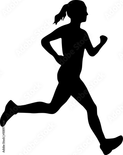 Flat design of a running woman, ideal for exercise apps and websites.