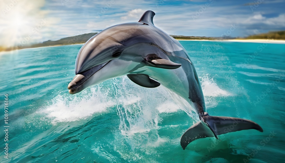 Fototapeta premium dolphin jumping out of water