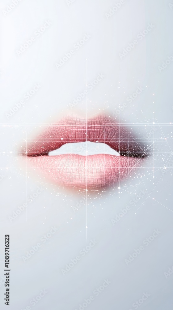 Fototapeta premium A close up of a woman's lips with a starry background