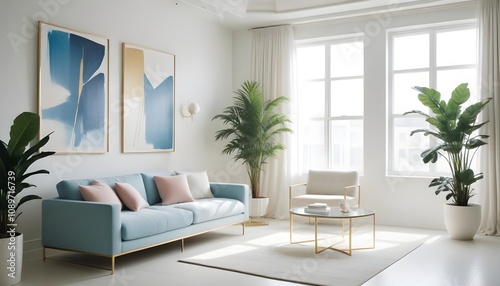 Photo interior modern design room 3d illustration
