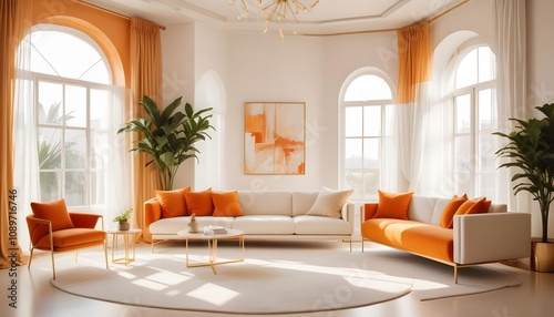 Photo interior modern design room 3d illustration
