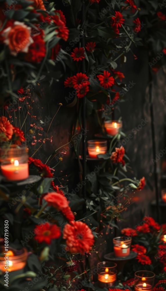 Memorial Wall Tribute with Flowers and Candles for Smoking Victims Memorial Design Memorial Wall Tribute with Flowers and Candles for Smoking Victims Memorial Design