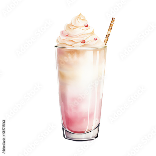 Milkshake with Whipped Cream and Chocolate Straw photo