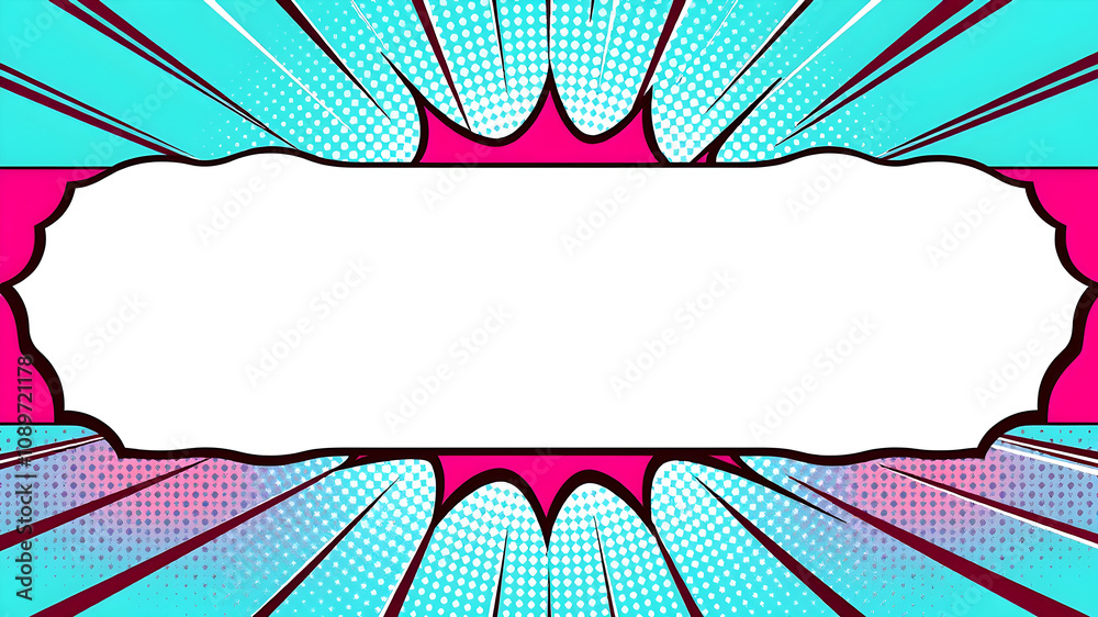 Fototapeta premium Pop Art background with place for text. Comic book frame. Cartoon retro vector illustration drawing for advertising. Generative AI