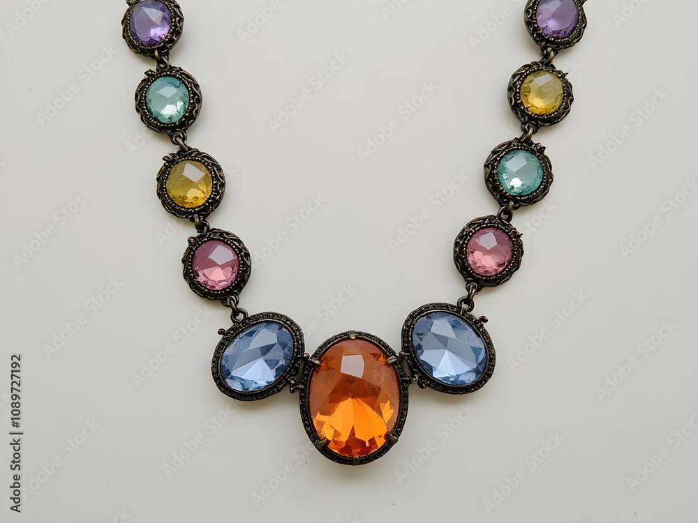 Floral Statement Necklace with Turquoise and Beaded Embellishments Floral Statement Necklace with Turquoise and Beaded Embellishments