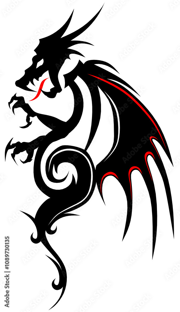 Fototapeta premium Dragon tribal tatouage tattoo dessin