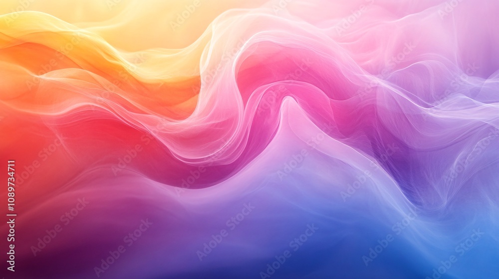 Obraz premium A colorful abstract swirl of soft gradients, blending hues of orange, pink, and purple.