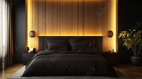 Beautiful Colored Mockup Bedroom Interior Blank Poster Decoration Art Background Image, generative AI