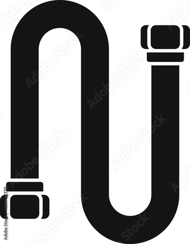 Black flexible hose pipe connecting two metal joints, ideal for plumbing and diy projects