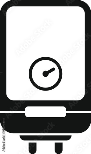 Modern electric water heater ensuring hot water supply, featuring a clock displaying current time and a temperature gauge for precise control