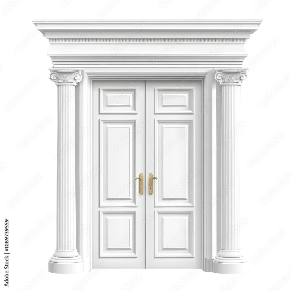 Fototapeta premium Elegant Double Door with Ornate Columns