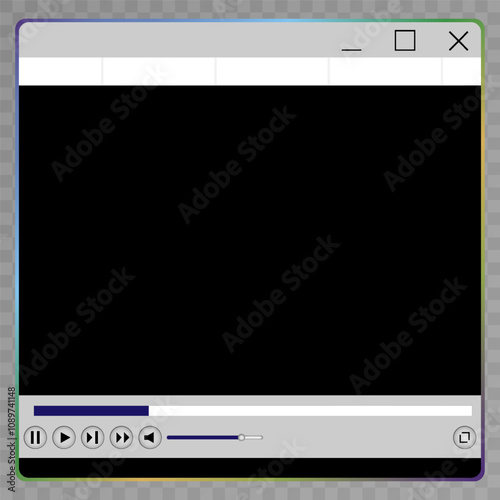 Realistic video player with shadow . Vector illustration.