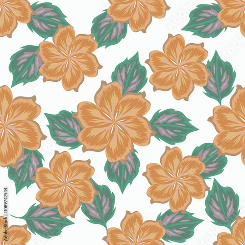 Trendy Floral pattern in the many kind of flowers. Tropical botanical Motifs scattered random. Seamless vector texture. Printing with in hand drawn style on dark background