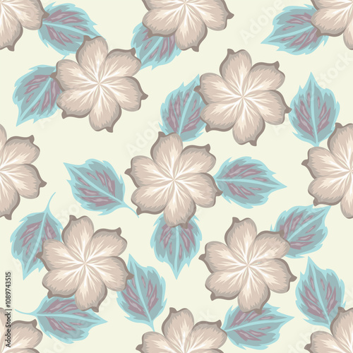 Trendy Floral pattern in the many kind of flowers. Tropical botanical Motifs scattered random. Seamless vector texture. Printing with in hand drawn style on dark background
