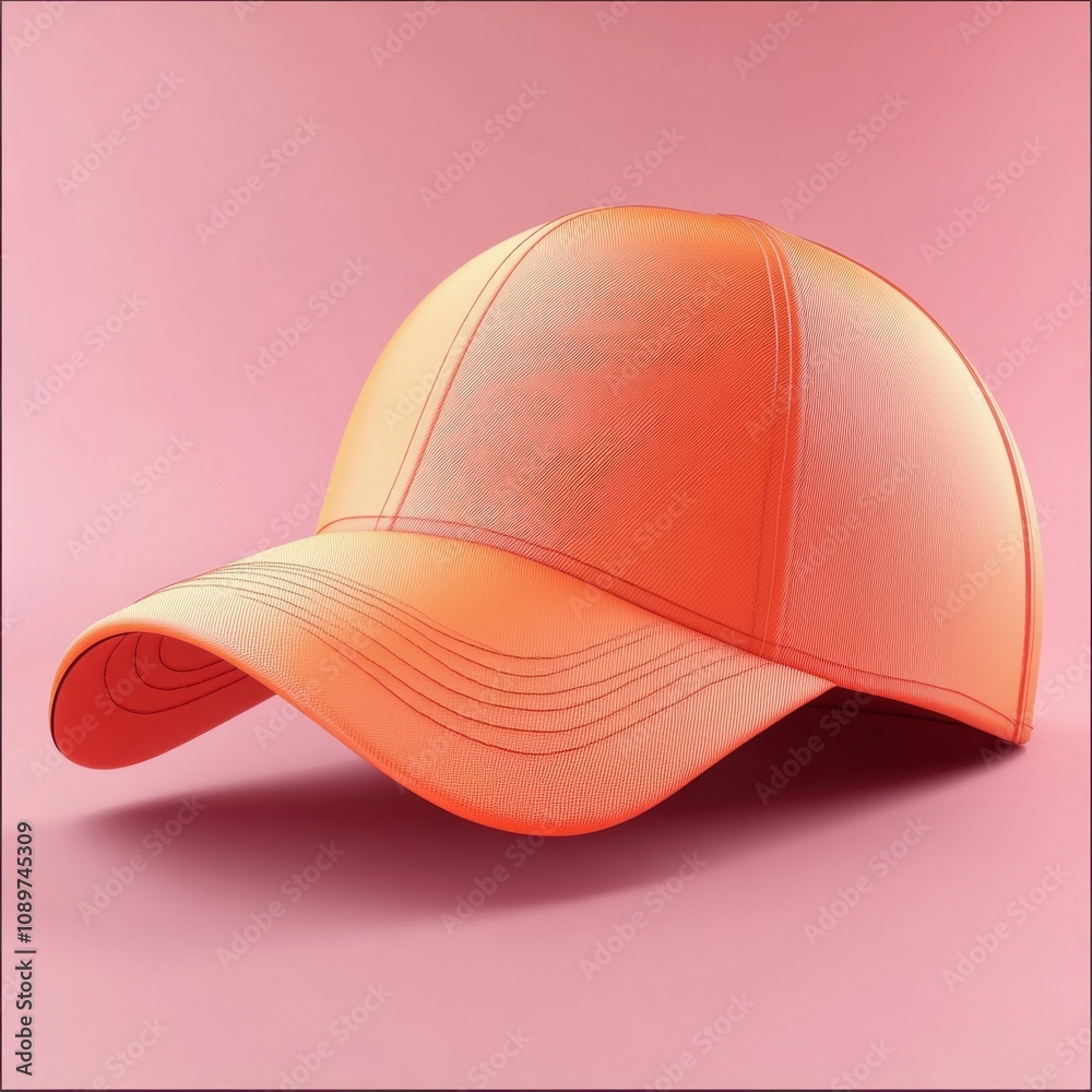 Fototapeta premium Vibrant Orange Baseball Cap on Pink Background