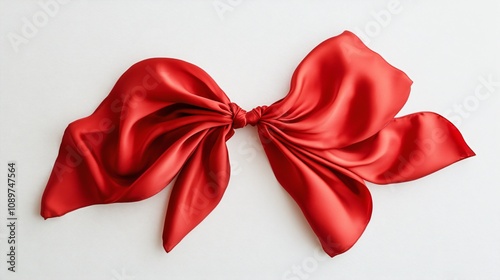 Elegant Red Silk Bow on White Background