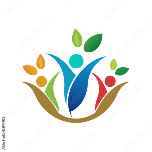 Health and Wellness Family Icon Vector in Minimalist Style