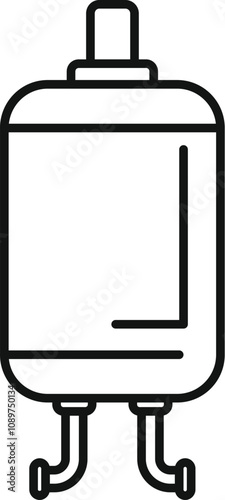 Simple line icon of a medical blood bag, representing blood donation and transfusion in healthcare