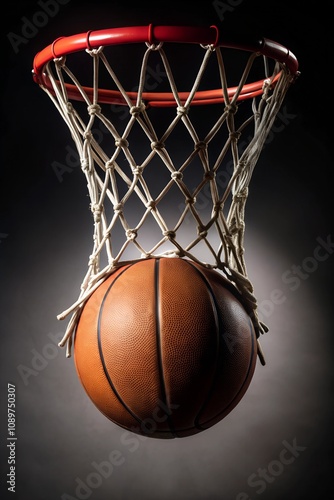 basketball hoop and ball in the basket