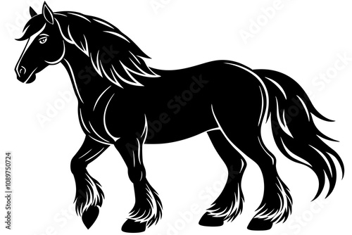 Stunning Clydesdale Horse Silhouette Vector Illustration