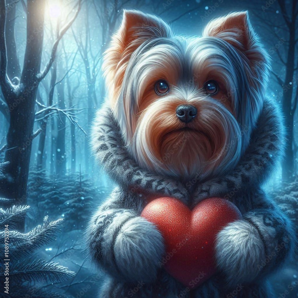 Naklejka premium Yorkshire Terrier mit Herz