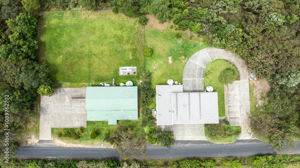 Drone aerial photograph of the Springwood Scout Hall and the Faulconbridge SES Depot in the Blue Mountains in New South Wales, Australia. Drone aerial photograph of the Springwood Scout Hall and the Faulconbridge SES Depot in the Blue Mountains in New South Wales, Australia.