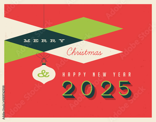 Photography Vintage style 2025 greetings card - Vector Illustration - For print and web messages, greeting cards, banners etc