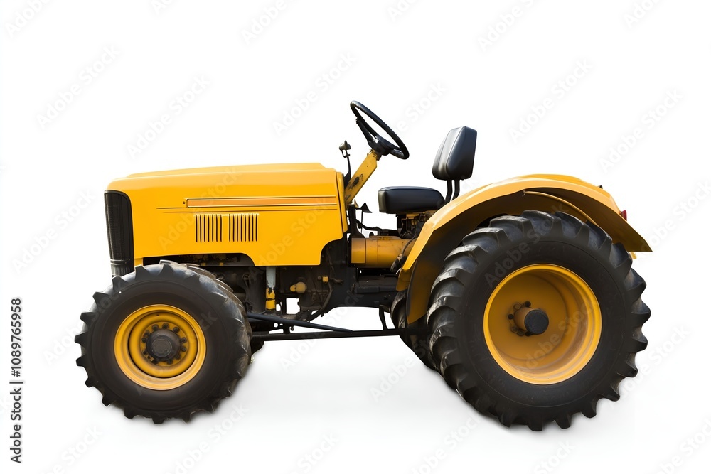Fototapeta premium Profile View of a Yellow Compact Tractor