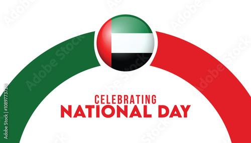 UAE National Day design, 2 December 2024. National Day celebration banner with UAE Flag on a white background, greetings for Saudi, Kuwait, UAE, and Qatar.