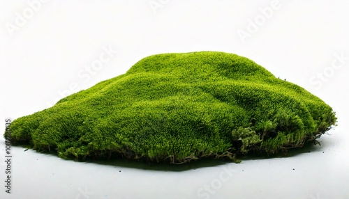 Green mossy hill isolated on white background
