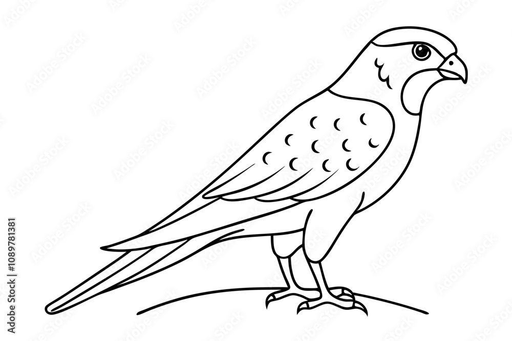 Fototapeta premium Minimalist Line Drawing of a Kestrel Elegant Bird Illustration in Artful Simplicity