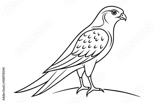 Minimalist Line Drawing of a Kestrel Elegant Bird Illustration in Artful Simplicity