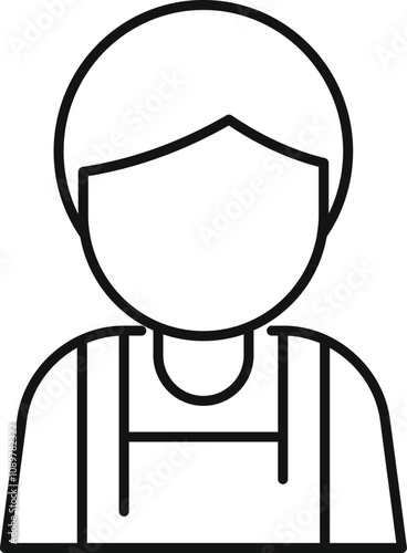 Line drawing of a person wearing an apron, ideal as a simple avatar icon for retail, sales, or customer service