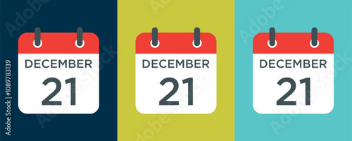 calendar - December 21 icon illustration isolated vector sign symbol