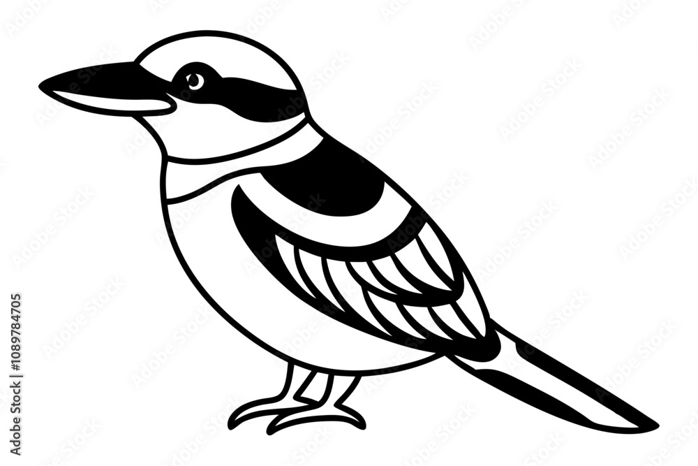 Fototapeta premium Line Drawing of a Kookaburra Minimalist Art Illustration