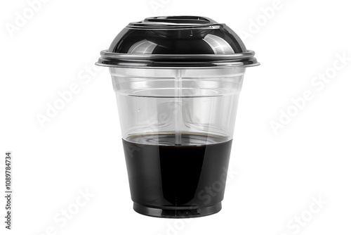 Transparent Plastic Cup with Dome Top Isolated on Transparent Background