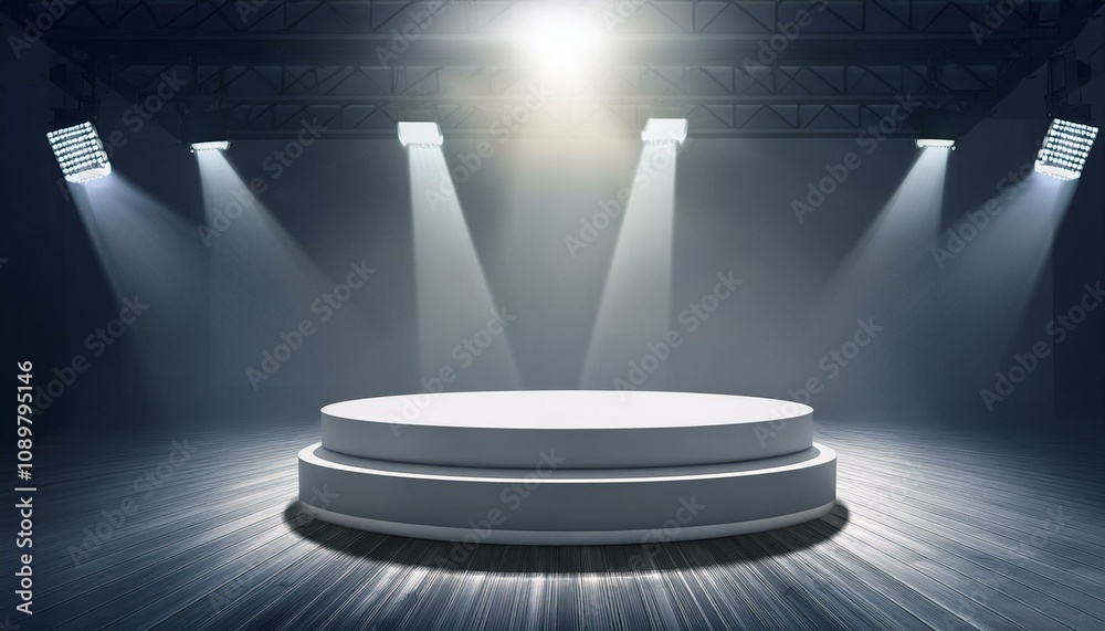 Obraz premium Modern Exhibition Stage with Light and Shadow. 3D Rendering