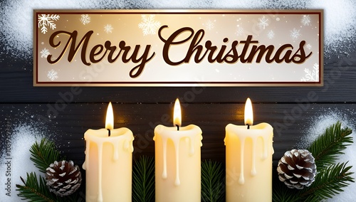 Warm and Festive Christmas Candle Display with Snowy Pine Décor