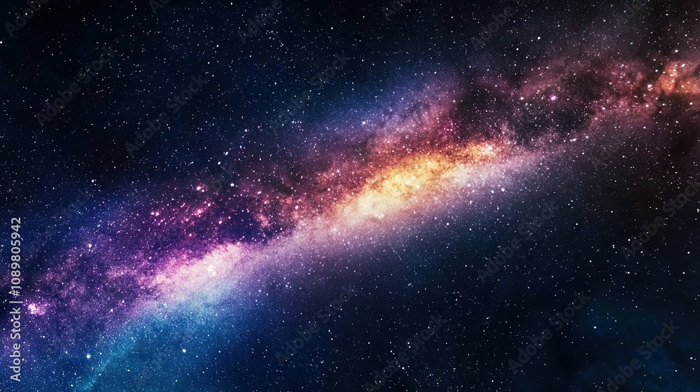 Fototapeta premium A close-up of a star-filled sky, featuring a very bright star at its center